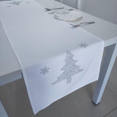 China Beautiful Decoration Luxury Hot Drilling Table Runner With Customize Christmas Tree for sale