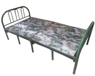 China Iron Space Saving Folding Bed Frame Foldable Heavy Duty Portable Steel Army Bed Military for sale