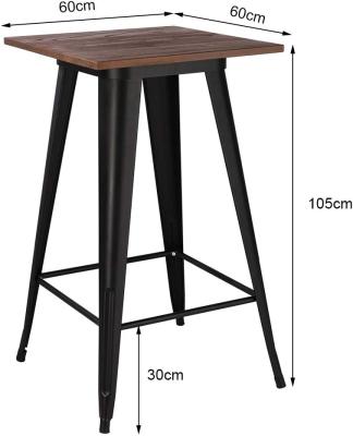 China Cheap Metal Legs Chair Dining Table Stools Bistros Prices Seat Kitchen Bar Wood Table for sale