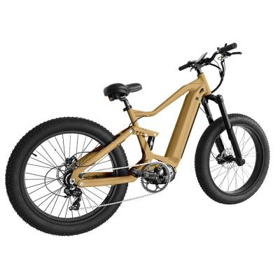 China Bafang mid motor aluminum alloy 2022 full suspension ebike fat tire electric bicycle 48V 750W 1000W high quality mountain e bike for sale for sale