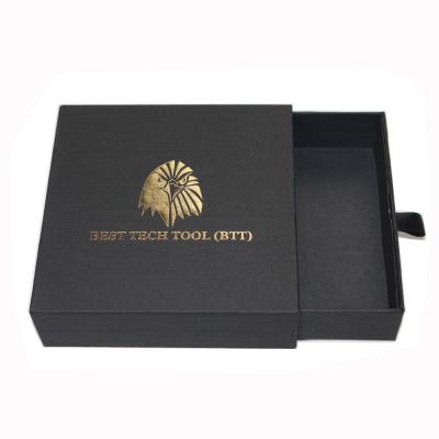 China Paperboard Drawer Packaging Box Custom Texture Black Slide Out Cardboard Boxes for sale