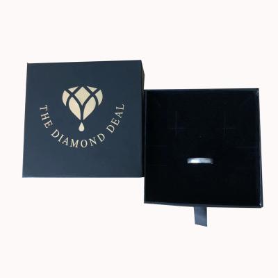 China Custom Logo Printed Black Cardboard Jewelry Gift Box for Bracelets Earrings and Necklaces for sale