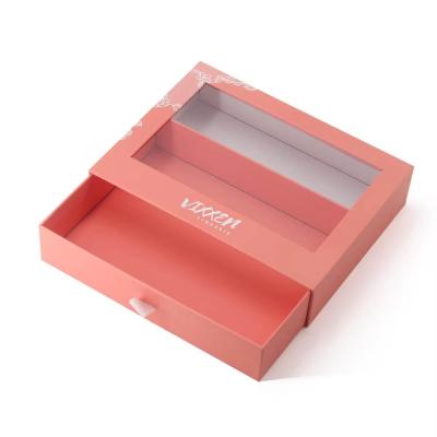 Китай Custom Paper Drawer Cardboard Gift Wrap Sliding Pull Out Packaging Box with Clear PVC Die Cut Window продается