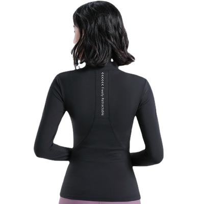 China Yoga Suit Long Sleeve Semi Zipper Support Collar Breathable Sportswear Tight Quick Drying Elastic Top for sale