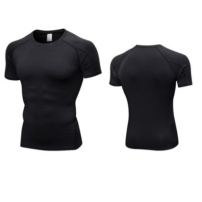 China Breathable Tight Short Sleeve Pro Fitness Running Clothes Men's Running Clothes Elastic Quick Dry Top for sale