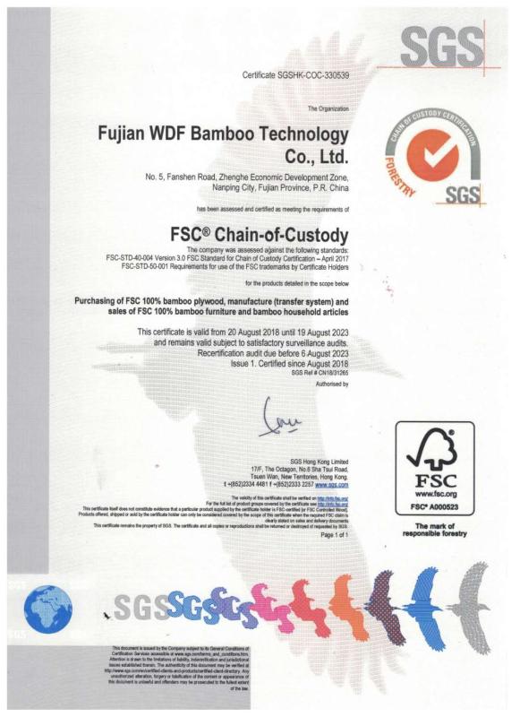 FSC - Fujian Wdf Bamboo Technology Co., Ltd.