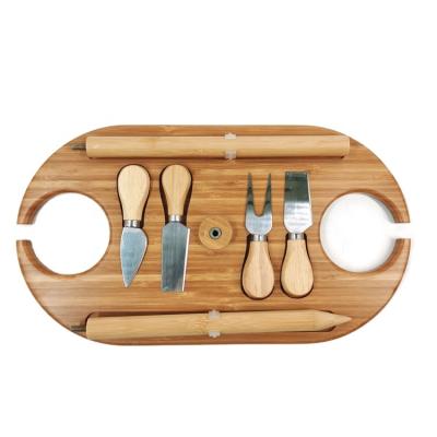 China Disposable Portable Bamboo Wine Table Detachable Picnic Snack Cheese Serving Tray Outdoor Camping Picnic Table for sale