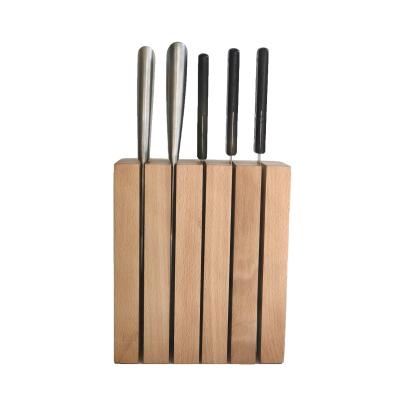 China Sustainable Wooden Knife Block Holds 5 Knife Magnetic Knife Display Stand for sale