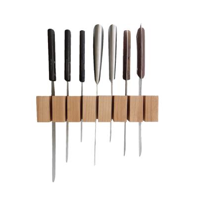 China Viable Eco-Friendly Bamboo Wooden Magnetic Knife Rack Holds 7 Knife Magnetic Knife Strip Wall Utensil Organizer for sale