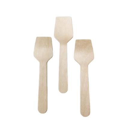 China New 96mm Disposable Spoon Square Wood Shovel Set Luxury Style Wooden Cutlery Tableware Set (Customized) For Ice Cream Kids Food for sale