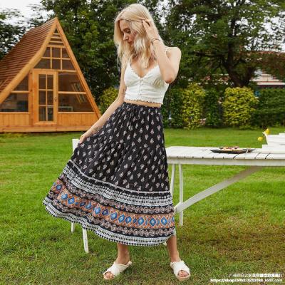 China Women's Clothing Summer Fashion Floral Casual Holiday Beach Breathable Girls' Long Skirts 2021Dress for sale