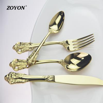 China Disposable Rose Gold And Gold Color Cutlery Flatware Set For Wedding Events for sale