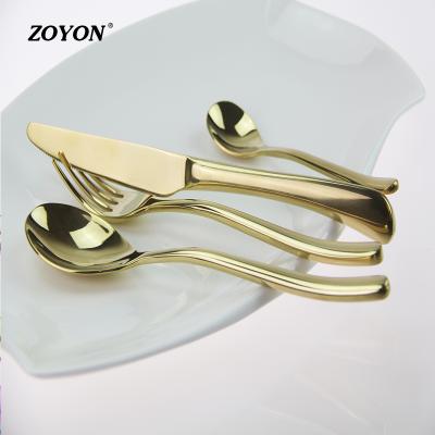 China Disposable Wedding Events Copper Cutlery, PVD Plated Rose Gold Cutlery, Gold Flatware for sale