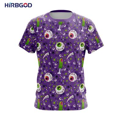 China HIRBGOD TYZ1217-29 Halloween Monster Pattern Anti Shrink T Shirt Plus Size Quick Dry Short Sleeve T Shirt For Men for sale