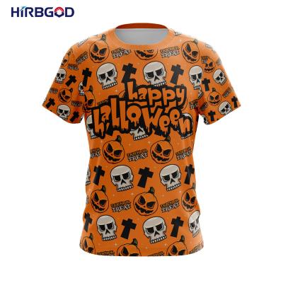 China HIRBGOD TYZ1222-29 Anti-pilling Skull Fear Halloween Round Short Sleeve O-neck 2022 Popular Plus Size T-Shirt For Men for sale