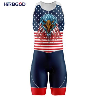 China Breathable HIRBGOD Eagle Logo Pattern Cycling Team Private Breathable QUICK DRY Custom Tri Sleeveless Tri Jersey Tank Top Suit For Men for sale