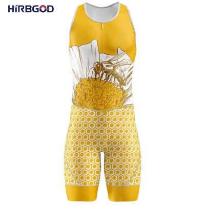 China 2022 custom whole pattern and flower anf bee HIRBGOD fabric breathable tri pattern tank top cycling tri sleeveless tank top for men for sale