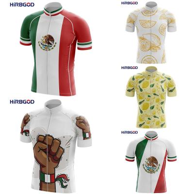 China HIRBGOD Breathable For Cycling New Men's Short Sleeve Lemon Pattern Mexico Flag Cycling Jersey Top Cycling Wear Breathable Clothing Wear for sale