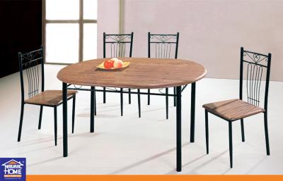 China MDF Board Top Dinning Table And Chairs Set With 4 Chairs Metal Leg Home Furniture for sale