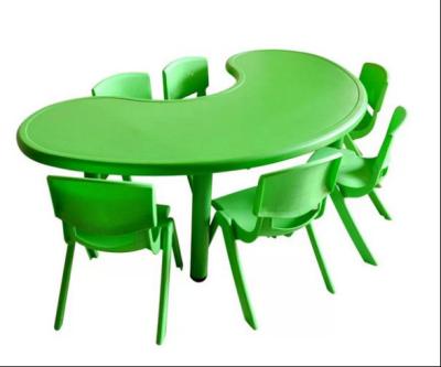 China 60mm Tube Green Kids Study Table And Chair Set Plastic Material for sale