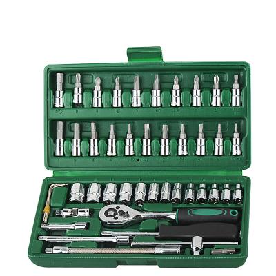 China Universal 1/4-Inch Drive Socket Set 46pcs Mechanical Socket Set DIY Tools for sale