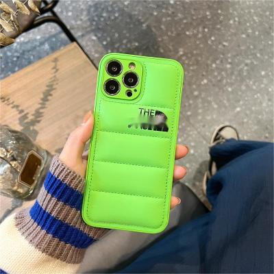 China Shockproof PU Leather SUP Down Jacket Phone Case For Apple Max 14 Pro ELGZ for sale