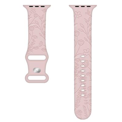 China Luxury OEM/ODM Engrave Design Silicone For Apple Watch Band Accessories For Apple Watch Strap With Small MOQ Are Supported for sale