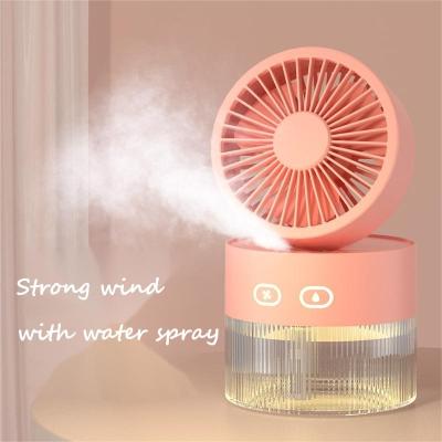 China Fahion mini portable fog fan with 3000 mAh battery 24 working hours 350ml water spray mini moq small space hand fan for sale