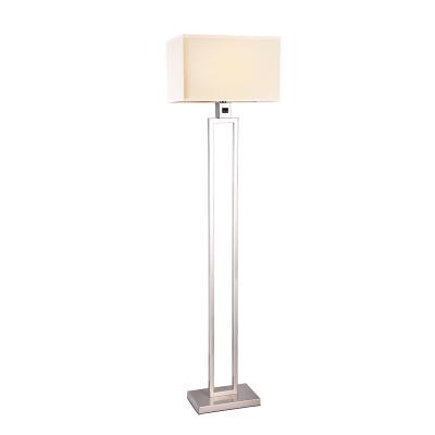 China Best Price Modern LED Brushed Nickel Fabric Shade Floor Lamp For Hotel Living Room Study Bedroom Bedside Vertical for sale