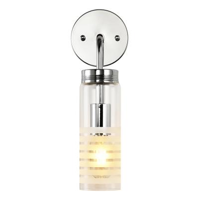 China Modern Hot Sale 1-Light Brushed Nickel Bathroom Bedroom Vanity Light Modern Glass Indoor Wall Lamp E26 60W for sale