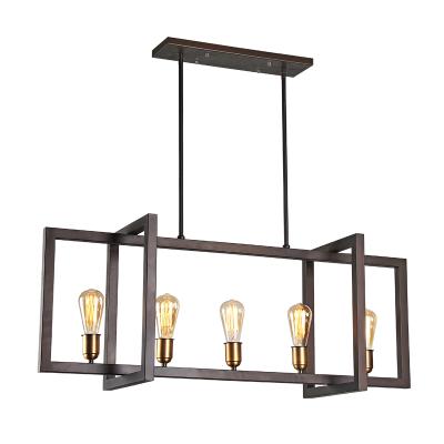 China Retro Industrial Chandelier 5-Lights Industrial Black Metal Pendent Lamp For Restaurant Home Hotel Wholesale Price for sale