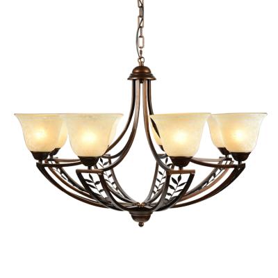 China New Tradition Modern Style Modern Pendant Glass Flowers Bronze Shade Hollowed Out Lamp Body Chandelier For Living Room Home for sale