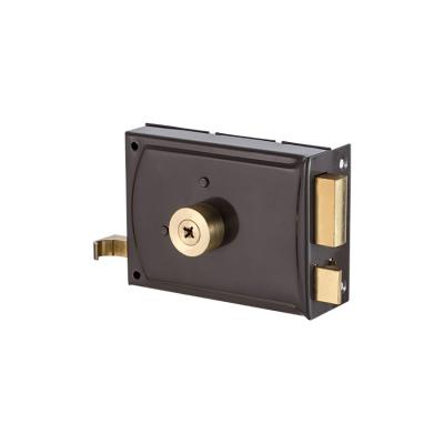 China Old-fashioned exterior anti-theft rim lock universal c-class wooden door lock, home door lock 100/120mm for sale