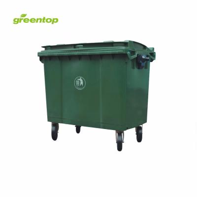 China Sustainable Mobile Waste Bin 1100 Liter Flat Lid , Sight Waste Bin for sale