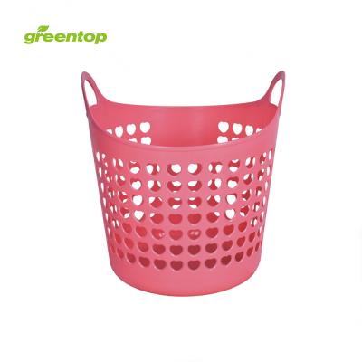 China Handles PP Round Plastic Wash Folding Laundry Basket for sale