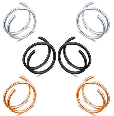 China Wholesale 20G 316L Stainless Steel Synthetic Nose Ring Hoop Cartilage Hoop Septum Piercing 6-12mm Double Nose Ring For Single Piercing for sale