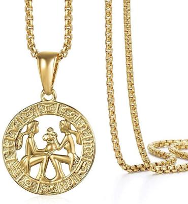 China CLASSIC 2022 Hot Sale Gold Plated Zodiac Sign Leo Aries Horoscope Pendant Stainless Steel Necklace For Women Men for sale