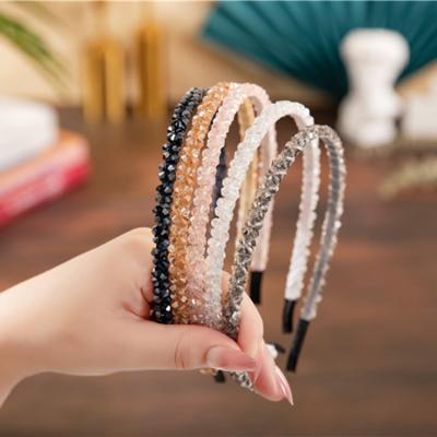 China European and American women's headband women's new design style colorful glass beads bead diamond hairbands girls headband women for sale