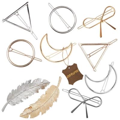 China 2021 Environmental Friendly Simple Minimalist Hair Clip Tasty Feather Hollow Set Feather Hair Pins Hair Accessories For Girls for sale