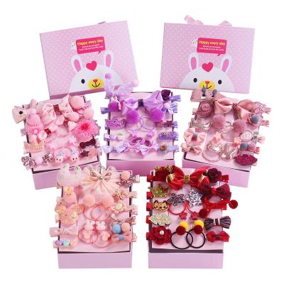 China Gifts Wholesale Cute New Fashion Lovely Hair Accessories 18 Piece Sets Hair Clip Sets Rubber Hairpin For Kids Children for sale