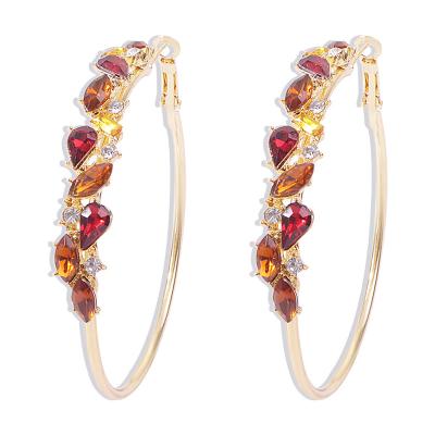 China Amazon Hot Selling Rhinestone Fashionable Colorful Circle Earrings European Exaggerated Crystal Round Women Custom Earrings for sale