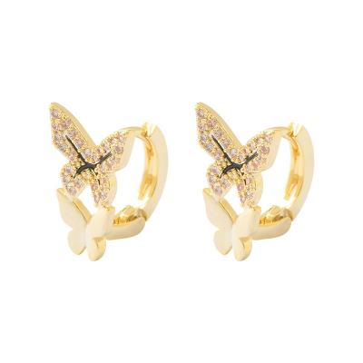 China Hot Sale Environmental Friendly Fashion Korean Style Wish Style Butterfly Zircon Stud Earring Niche Design Earring Studs for sale