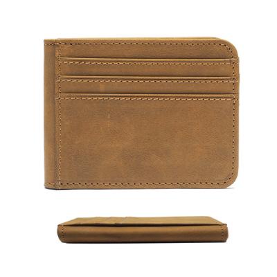 China RFID protect horse leather id card faraday wallet RFID block card crazy thin wallet for sale