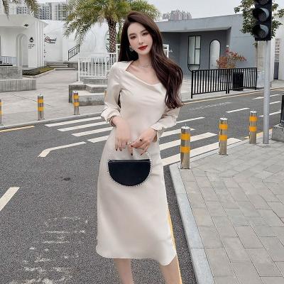 China 2022 new arrival summer wholesale women's dress V-neck champagne anti-static over the knee elegant dress dress for sale