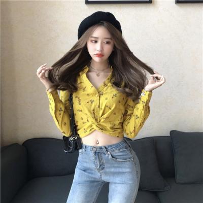 China Anti-pilling 2020 wholesale women western blouse designs long sheath crop top ladies casual floral blouse for sale