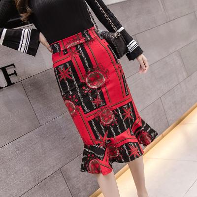 China Wholesale 2020 Plus Size Design Women New Fashion Print Skirt Ladies Do Fishtails Midi Skirts for sale