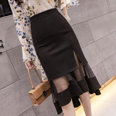 China Wholesale Plus Size 2020 Latest Design Fashion Midi Skirt Ladies Fashionable Lace Spliced ​​Midi Irregular Skirts for sale