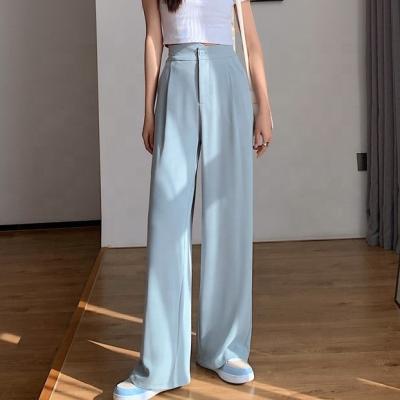 China 2022 Wholesale Women's Summer Anti-Wrinkle Autumn Wide Leg Pants Ladies High Quality Casual Full Length Pants for sale