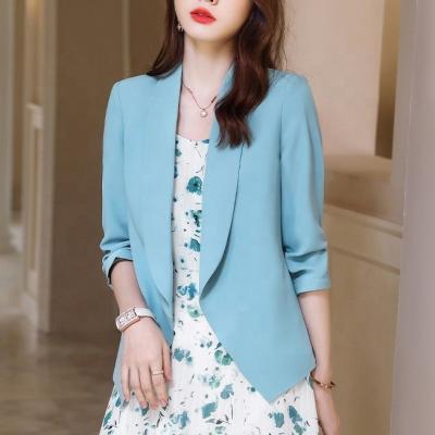 China Anti-Wrinkle Women's Solid Color Fashion Casual 3/4 Sleeve Jacket Women Suits Office Blazer Business Blazers Ladies Summer XXXXL Jacket for sale