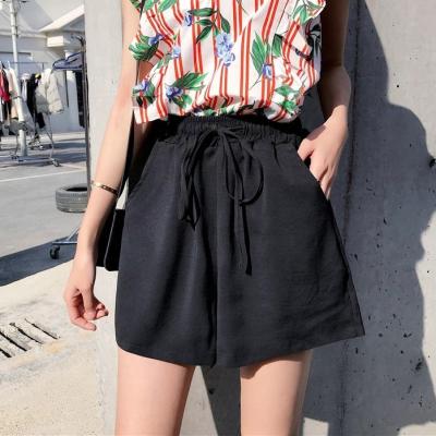 China 2022 Anti-wrinkle Women Summer New Arrival Super Soft Chiffon Shorts Plus Size 4XL Ladies Burmuda Casual Shorts Elastic Black Shorts for sale